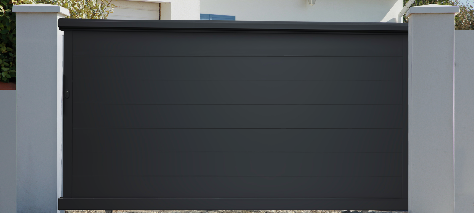 portail acier ou alu - portail Blaignan alu coulissant gris